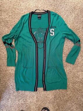 Torrid x Harry Potter Green Embroidered Slytherin Longline Cardigan - Size 2
